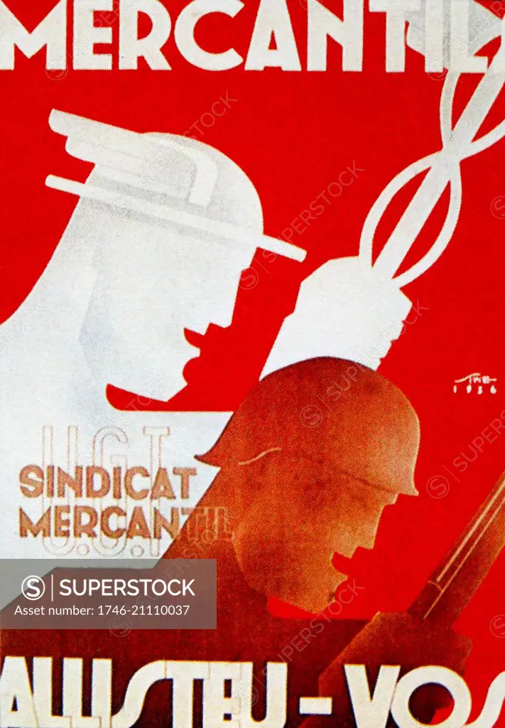 propaganda poster issued by the Mercantile Union during the Spanish Civil War