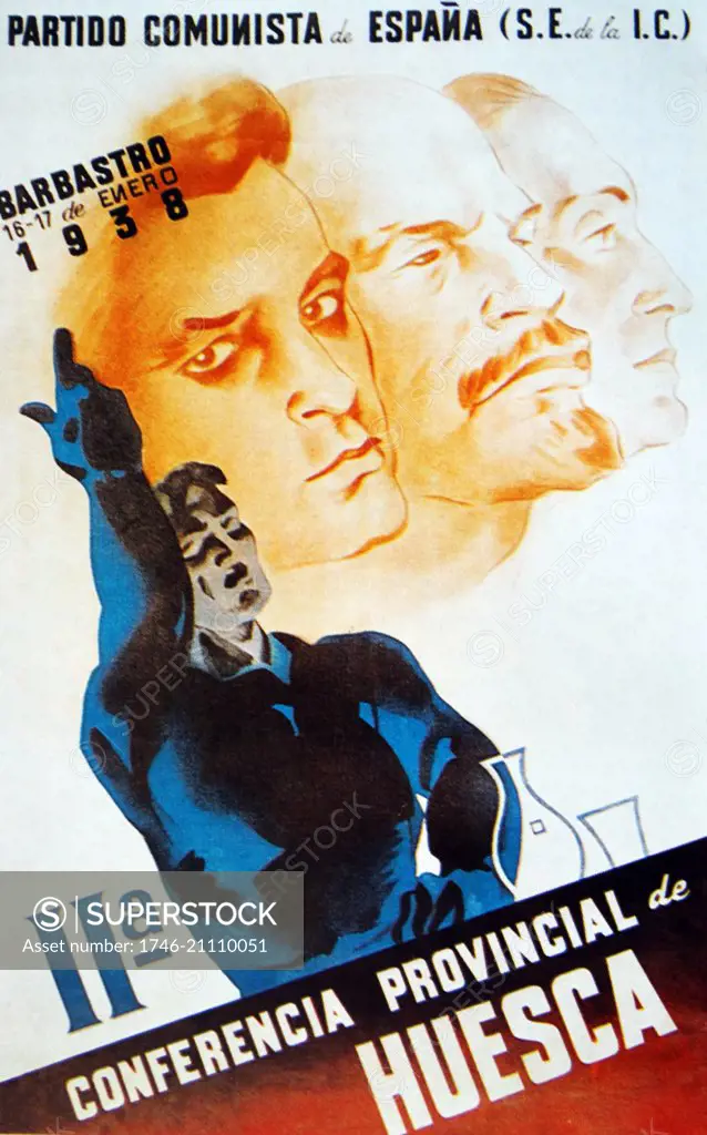 Spanish Communist party propaganda poster during the Spanish Civil War