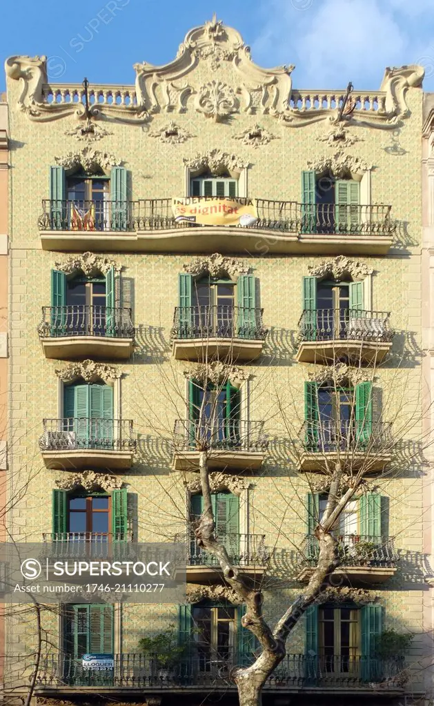 Façade of apartments dating to the early twentieth century, Barcelona, Spain