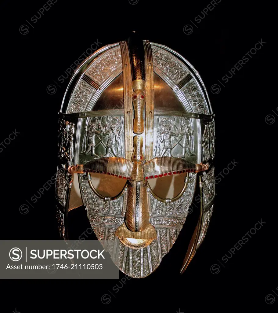 A replica of the Sutton Hoo helmet Anglo-Saxon, early 7th century AD. Only four complete helmets are known from Anglo-Saxon England: at Sutton Hoo, Benty Grange, Wollaston and York.