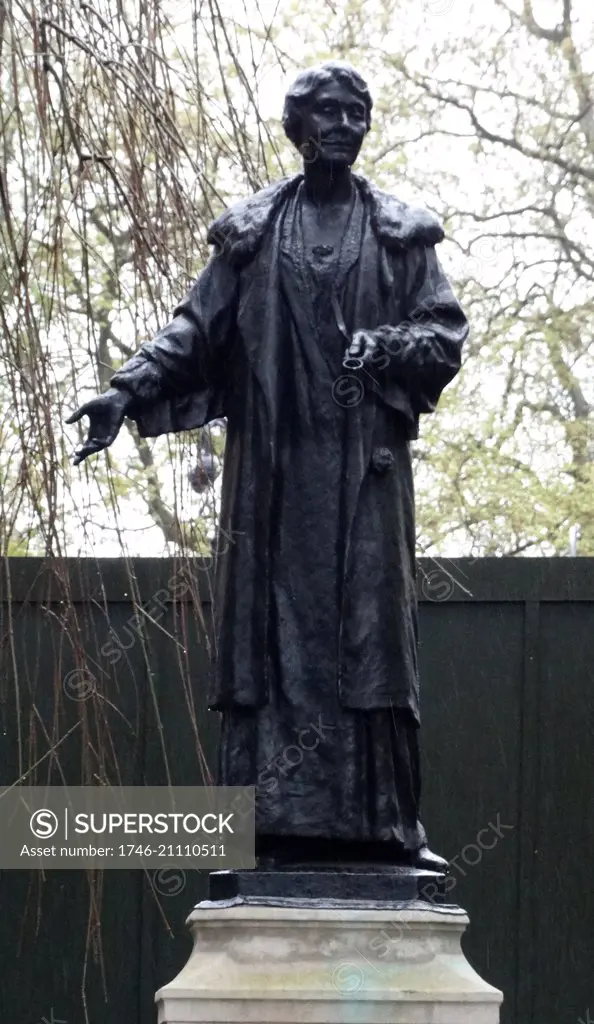 statue in Victoria Tower Gardens, London of Emmeline Pankhurst (1858 ñ 1928) British political activist and leader of the British suffragette movement who helped women win the right to vote.