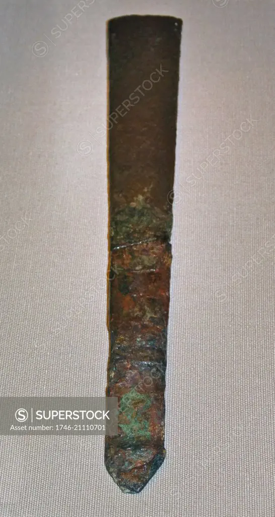 Copper alloy chisel used at Ur probably came from Oman. Sumerian About 2600-2400 BC