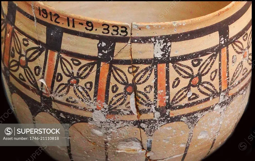 Fine ware cup with painted with geometric motifs. Meroe (an ancient city on the east bank of the Nile, near Shendi, Sudan). Meroe was the southern capital of the Napata/Meroitic Kingdom, that spanned the period c. 800 BCE ó c. 350 CE