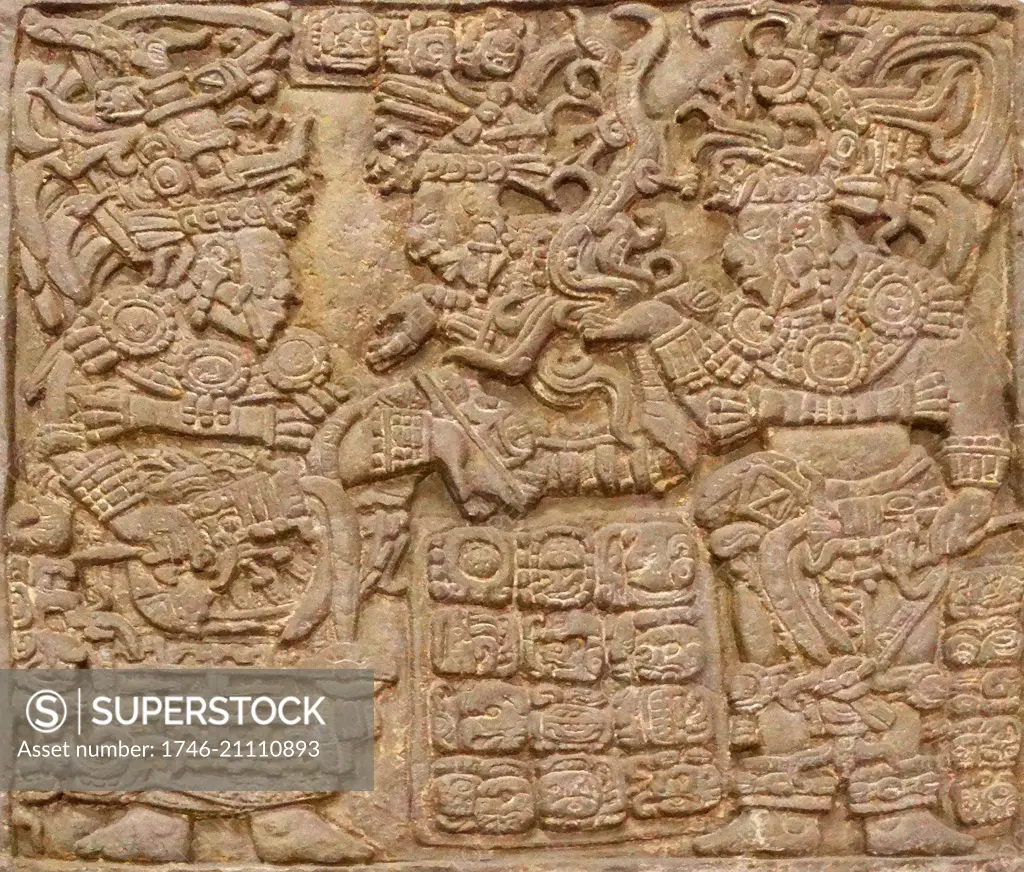 Cast of a lintel, Mayan Temple 20, Yaxchilan, México. AD 350-850