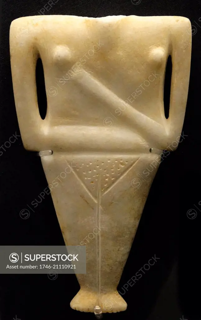 Marble figurine of a woman (Chalan driani type), Greek, Cycladic (Keros-Syros culture), 2400-2200 BC