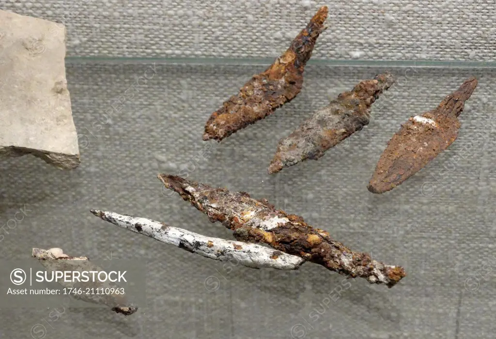 Beginning of the attack on Lachish. Bone arrowheads produced during the siege, when iron became scarce. Assyrian, about 700-692 BC