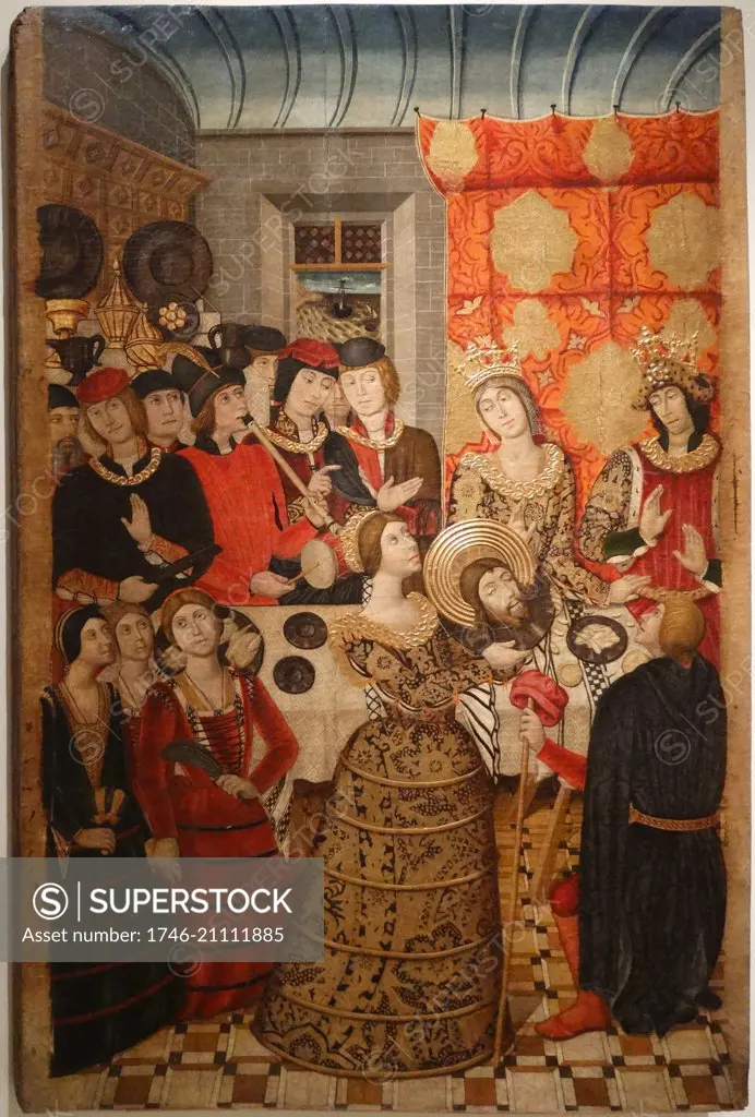 Painting depicting the Banquet of Herod by Pedro Garcia Benavarri, Catalan painter. Dated 15th Century