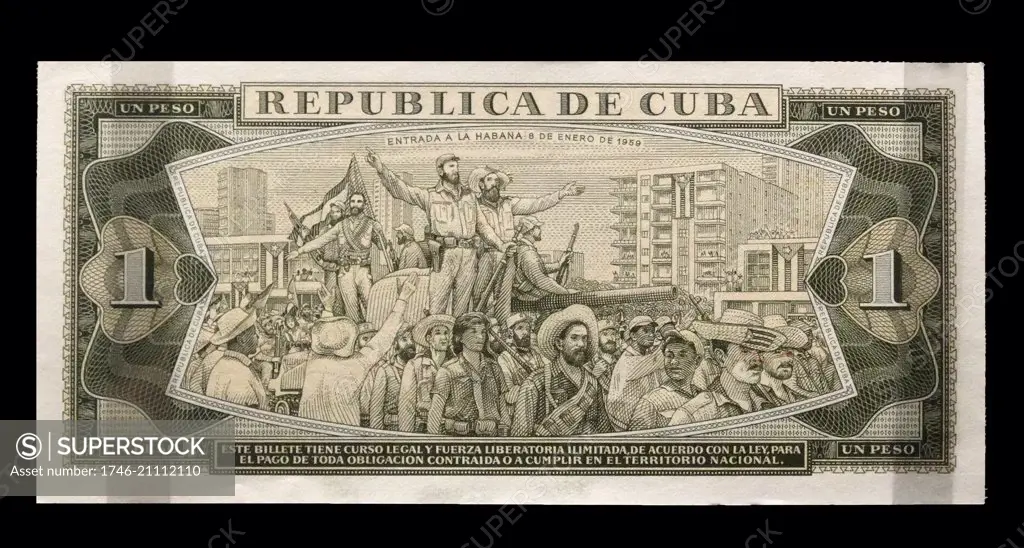 Communist Cuban banknote was introduced in 1961. emphasises revolutionary struggle to establish the regime