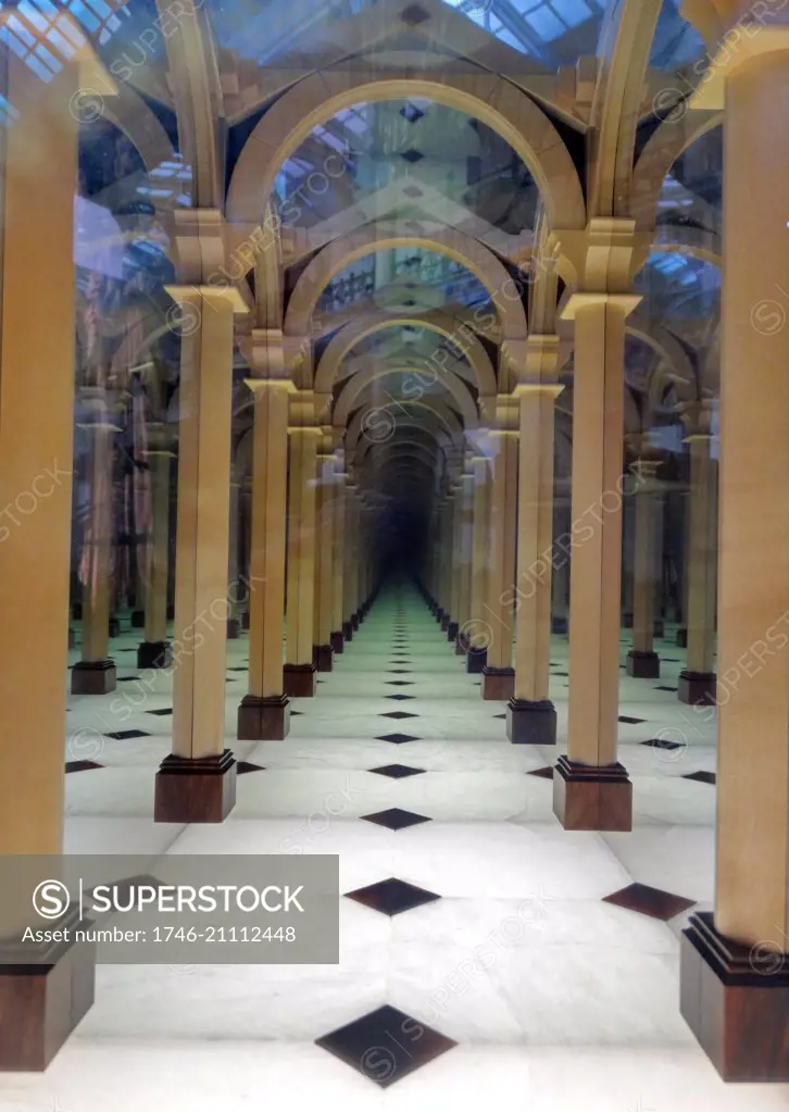 Perpetual image created by an optical illusion from a 'hall of mirrors'