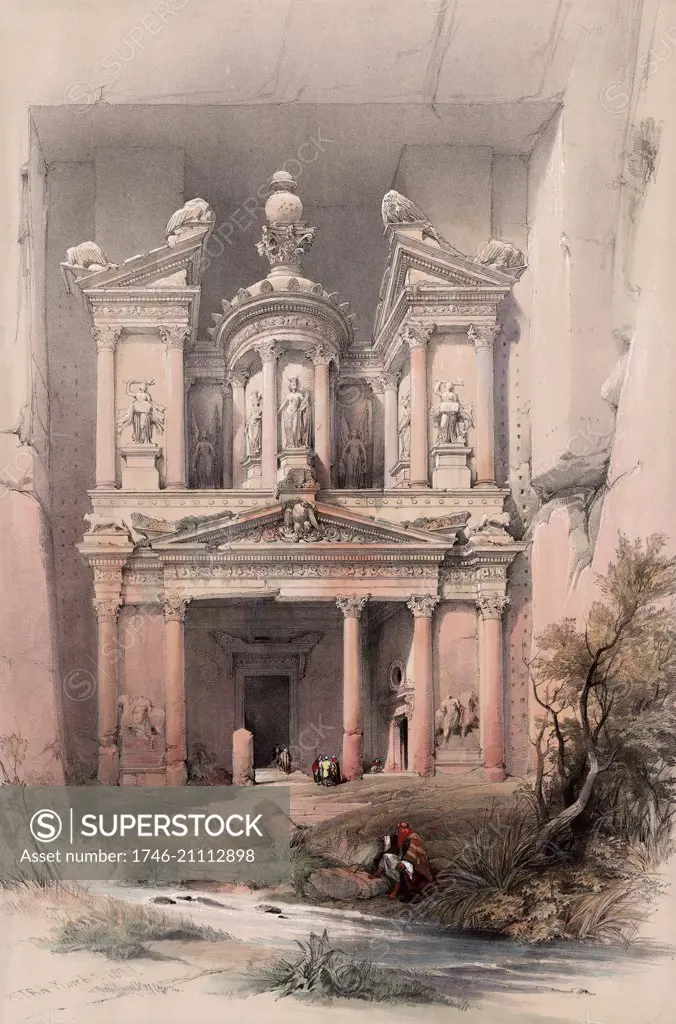 Petra in Jordan; 1839 by David Roberts, 1796-1864, artist. published between 1844 and 1845