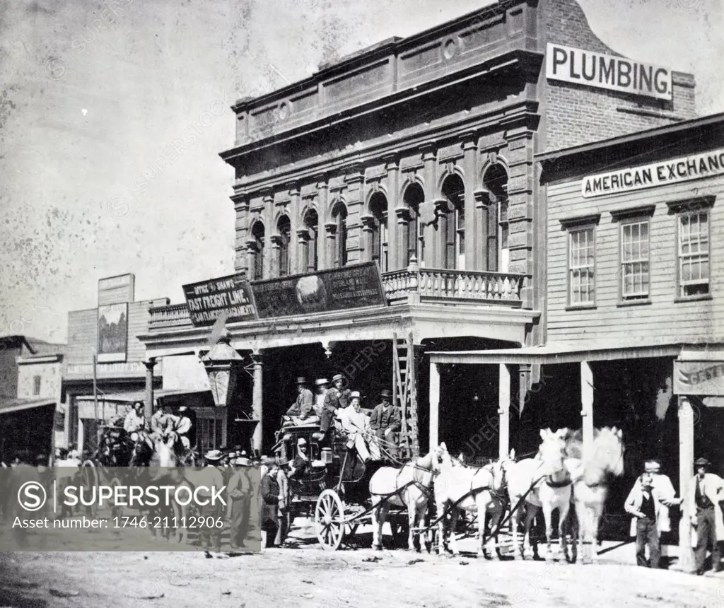 Stage Coaches at Wells, Fargo & Co.'s Express Office, C Street, Virginia City