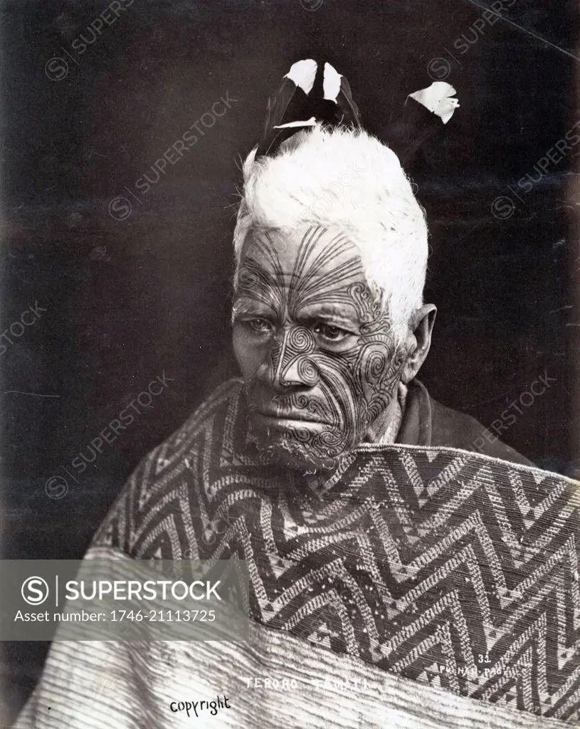 Teroro Tamati , New Zealand Maori Chief with facial tattoos 1880