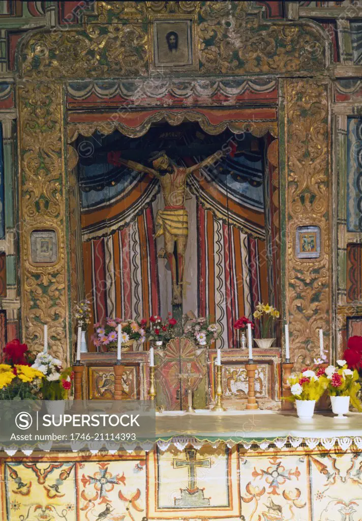 Photograph of an altar in a Russian Orthodox Church. Dated 1910