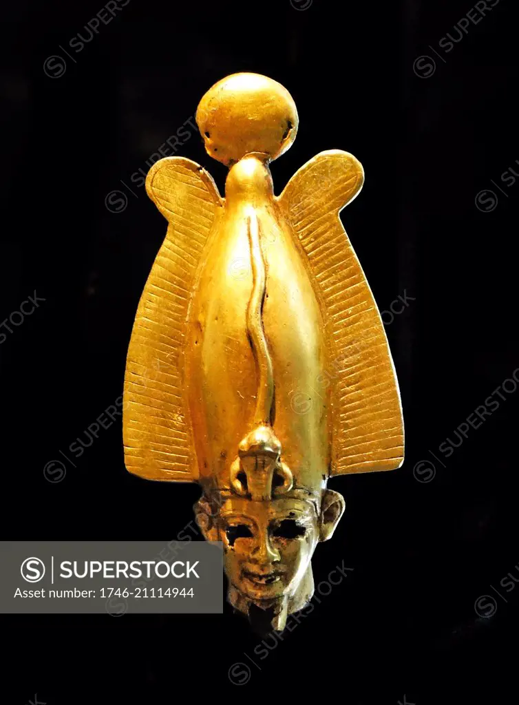 Gold amulet showing the head of the Egyptian god Osiris 715-332 BC