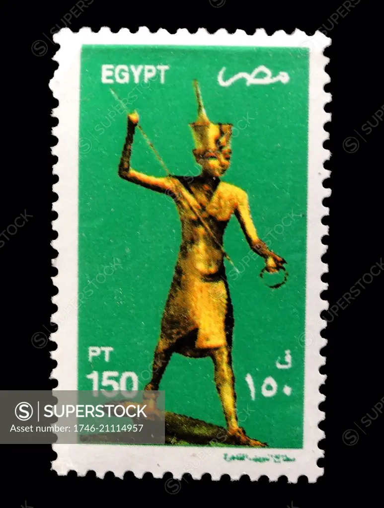 2000; Egyptian postage stamps with artifact from the Tomb of Tutankhamun, Egyptian pharaoh of the 18th dynasty (ruled ca. 1332ñ1323 BC).