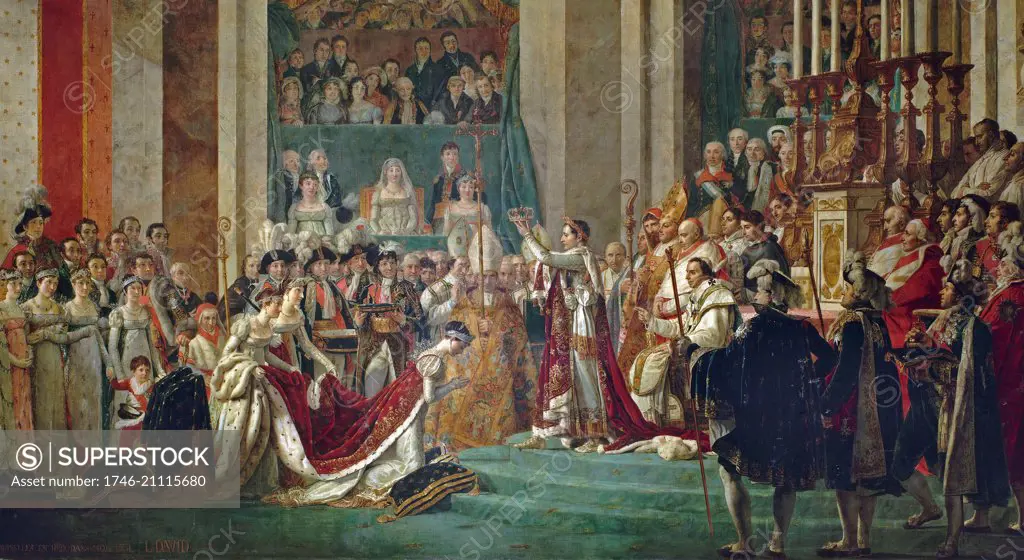 Consecration of the Emperor Napoleon I and Coronation of the Empress Josephine by Jacques-Louis David (1748-1825) French painter in the Neoclassical style, considered to be the preeminent painter of the era. Dated 1807