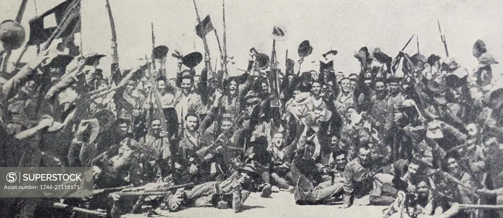 Spanish foreign Legion troops celebrate the relief of Tifaruin, Spanish Morocco in 1923