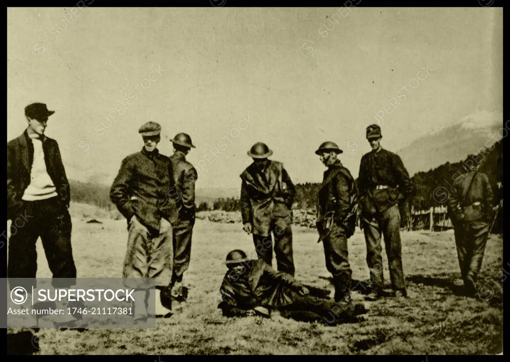 Troops and prisoners are shown in Central Norway, preparing for battle against the German forces, taken during the Norweigen occupation 1940.