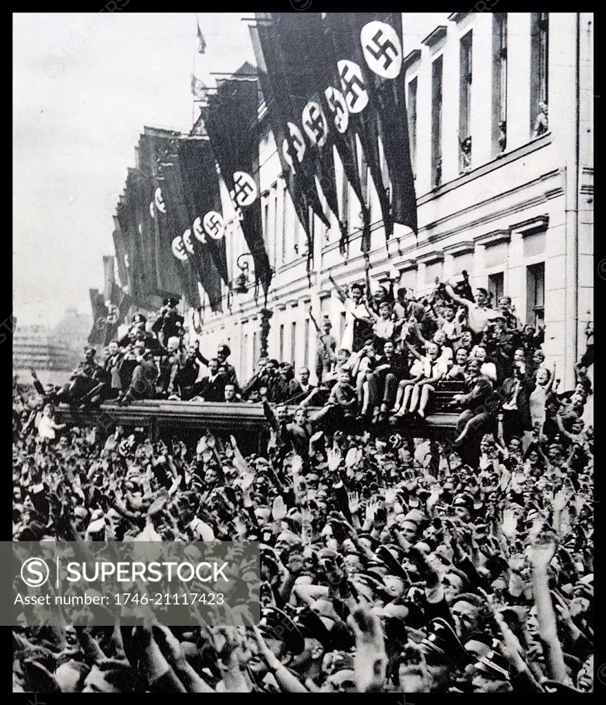 German Nazi rally, celebrating the occupation of France after their invasion in 1940. Taken during the Second World War.