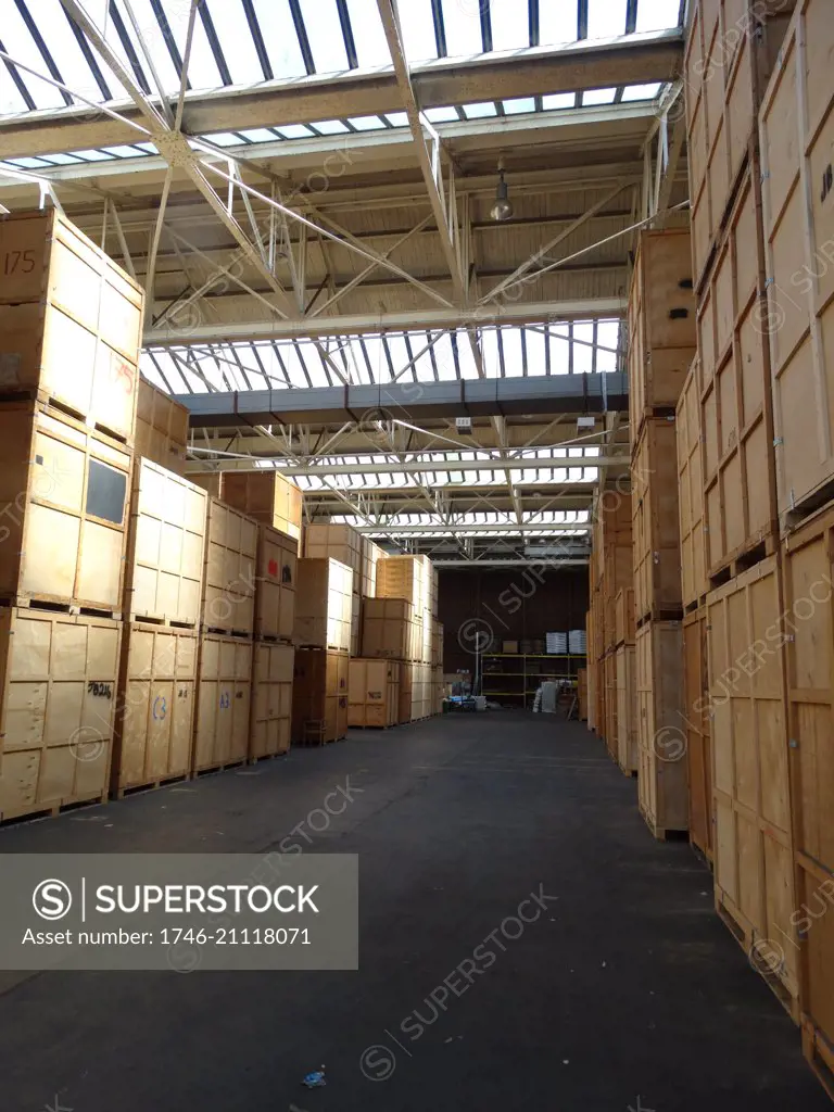 Interior of disused hanger at the RAF Upper Heyford Base, used by the United States Air Force Strategic Air Command (SAC) strategic bombers and later United States Air Forces In Europe (USAFE) tactical reconnaissance. Dated 2015