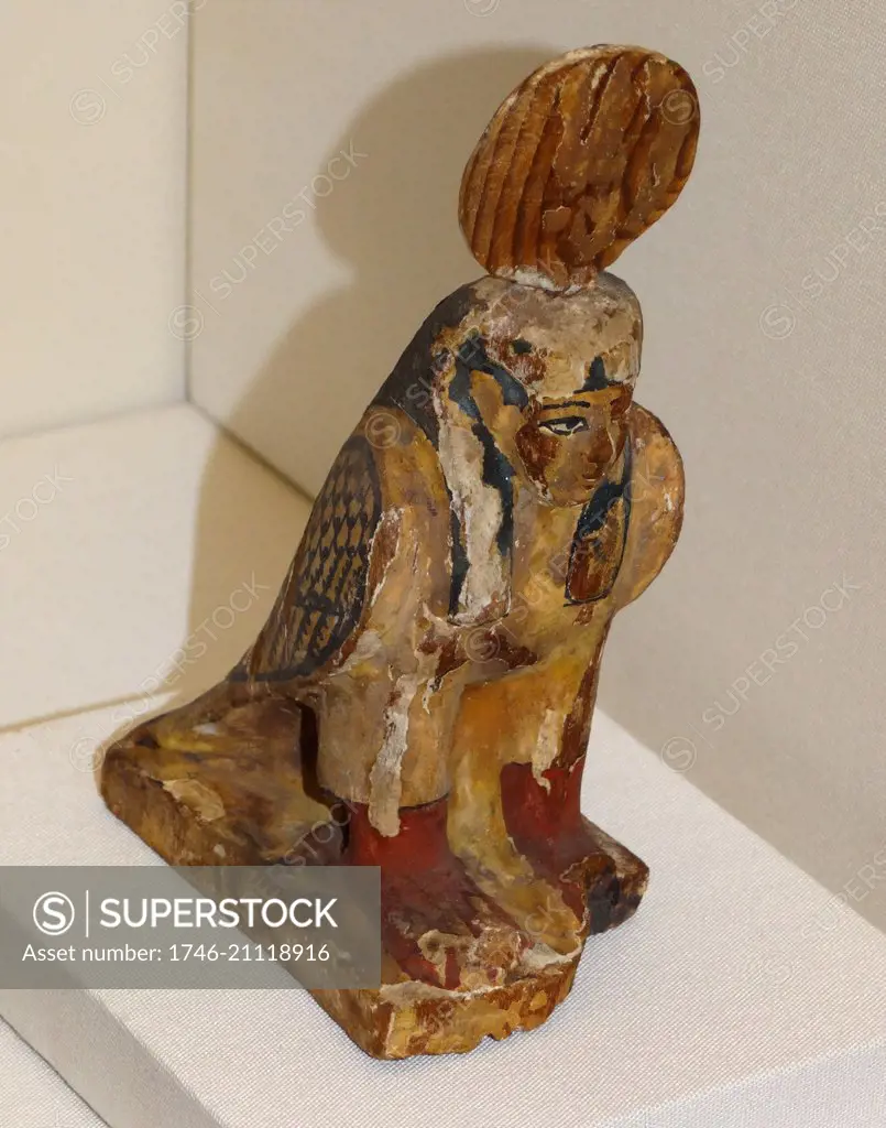 Figure of a hawk symbolizing the Egyptian god Horus. From the Late Period. Dated 600 BC