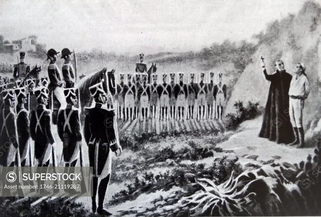 Execution of Don Miguel Hidalgo (l1753 ñ l1811);a Mexican Catholic priest and a leader of the Mexican War of Independence.