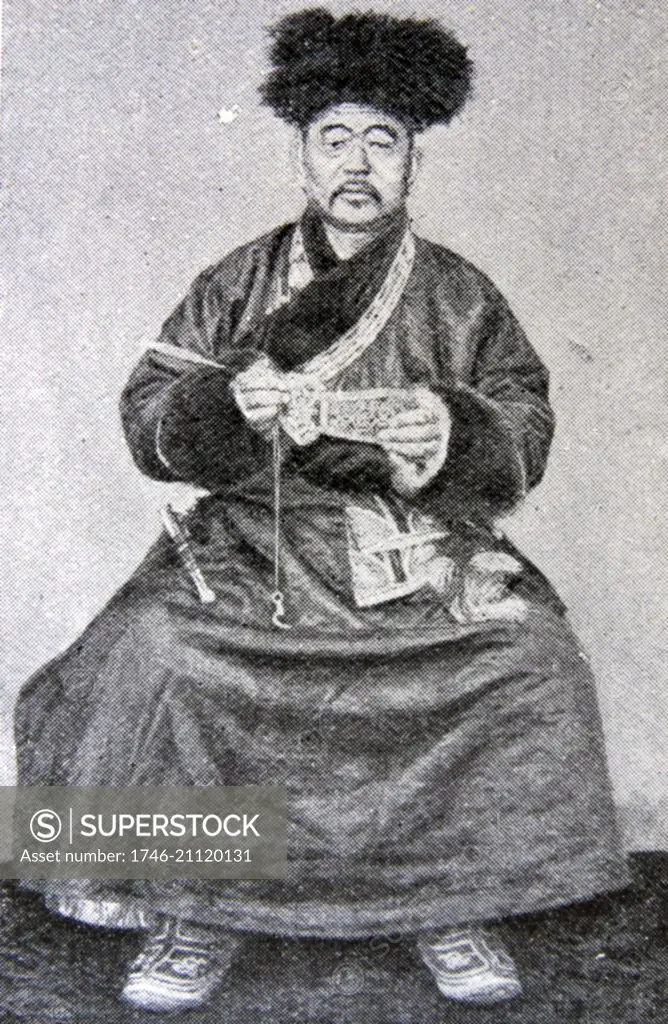 Photographic portrait of a wealthy Mongol trader. Dated 19th Century