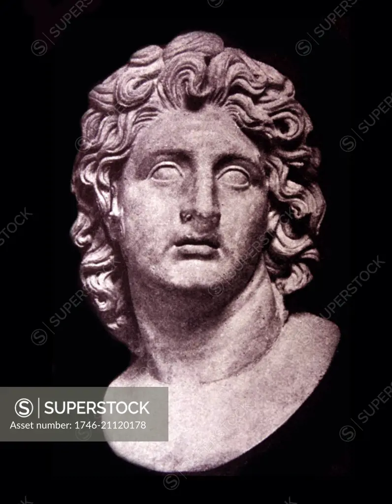 Bust of Alexander III of Macedon (365-323 B.C.) King of the Ancient Greek kingdom of Macedon and a member of the Argead dynasty.