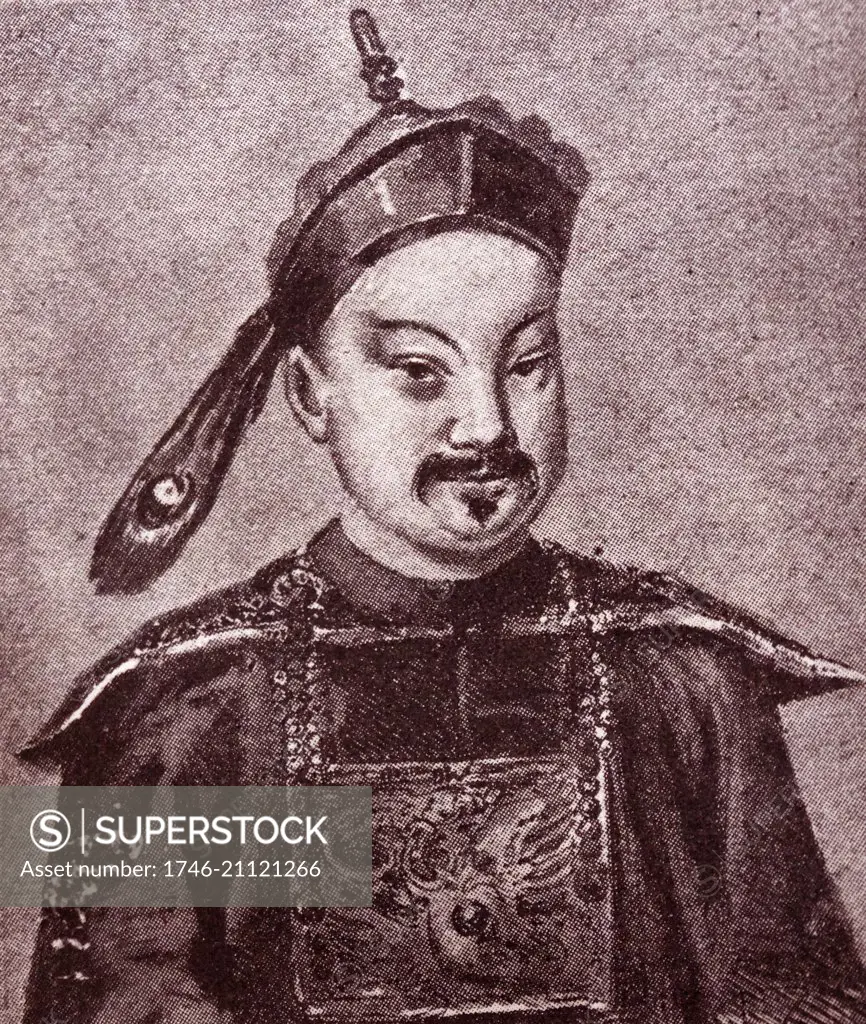 Portrait of Ye Mingchen (1807-1859) a high-ranking Chinese official during the Qing dynasty, known for his resistance to British influence in Canton (now known as Guangzhou) in the aftermath of the First Opium War and his role in the beginning of the Second Opium War. Dated 19th Century