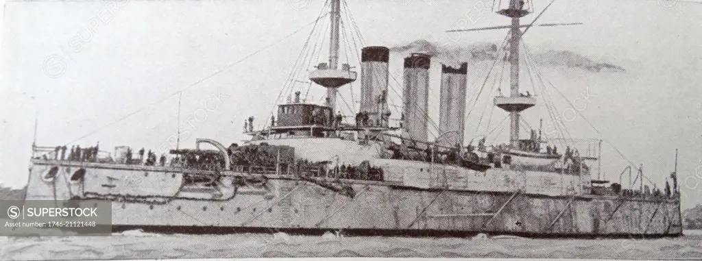 Japanese battleship Shikishima, the lead ship of the Shikishima class of pre-dreadnought battleships built for the Imperial Japanese Navy by British shipyards in the late 1890s