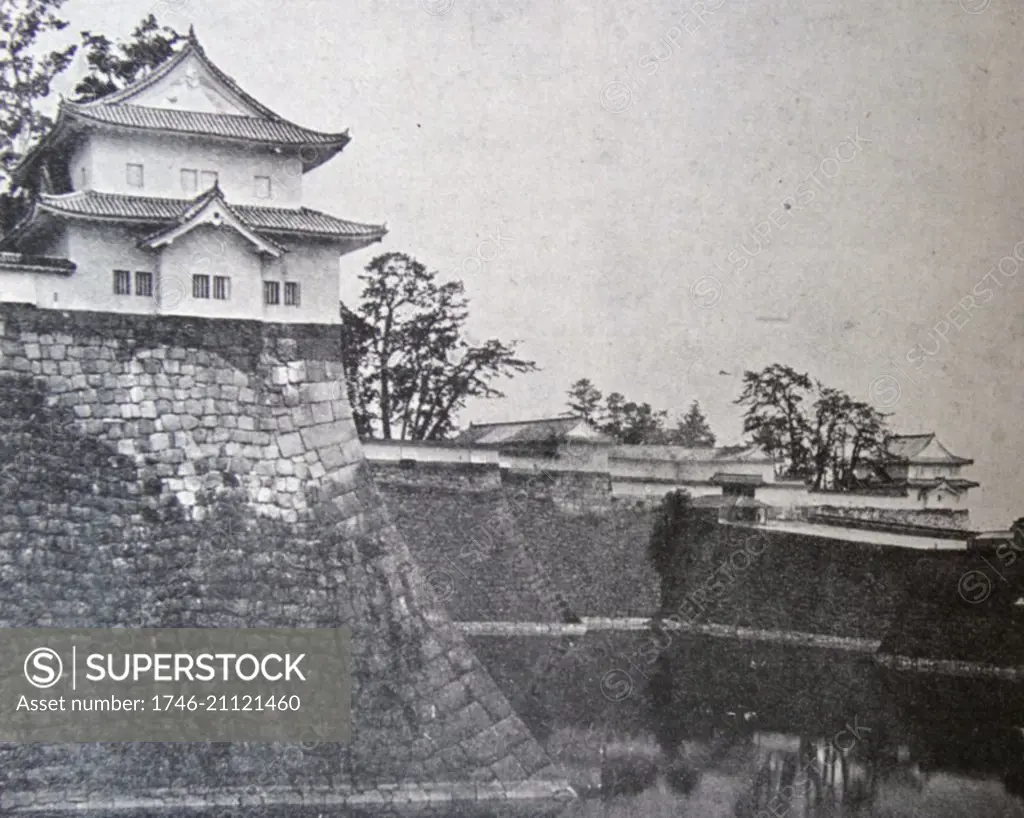 The Moat of Osaka Castle a Japanese castle in Ch-ku, Osaka, Japan. Dated 19th Century