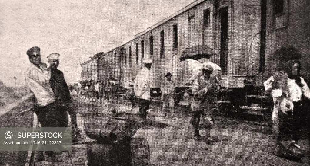 Photographic print of a typical Trans Caspian Railway Station, also called the Central Asian Railway, is a railway that follows the path of the Silk Road through much of western Central Asia. Dated 1890