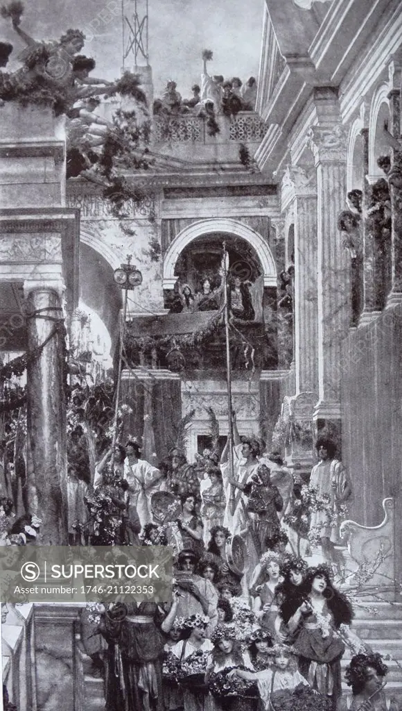 Painting depicting the Roman Festival of Floralia in honour of Flora