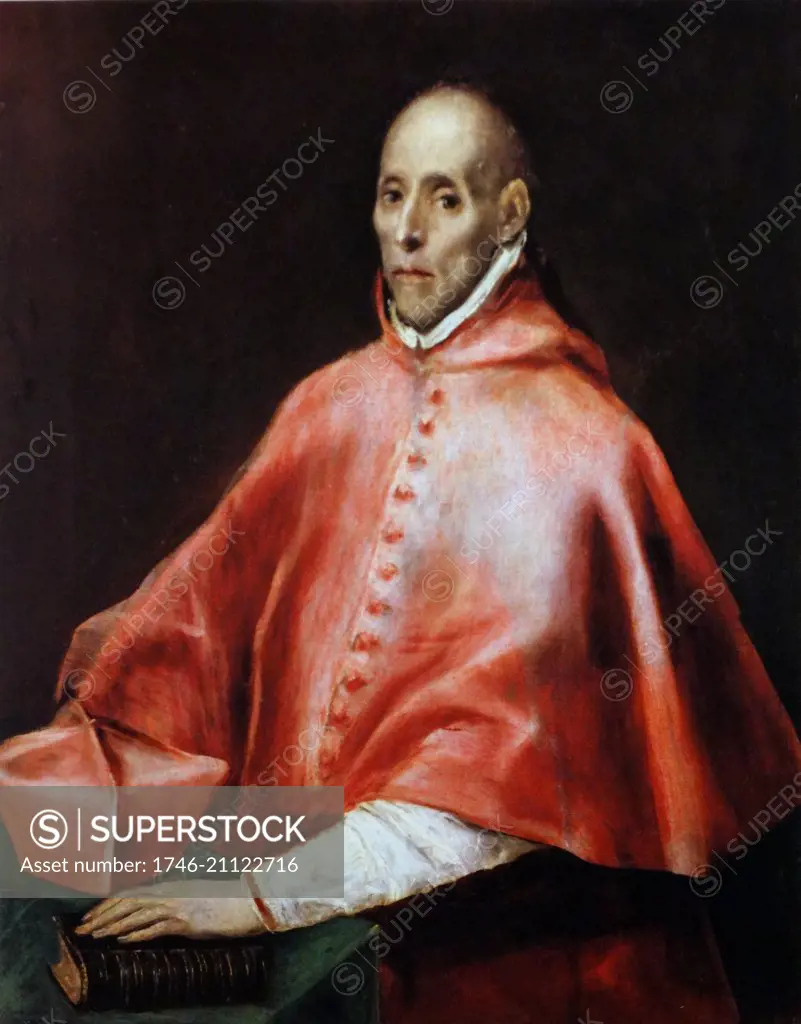 Portrait of Juan Pardo de Tavera (1472-1545) Archbishop of Toledo and Primate of Spain, Cardinal, and Grand Inquisitor of Spain. By El Greco (1541-1614) a painter, sculptor and architect of the Spanish Renaissance. Dated 17th Century