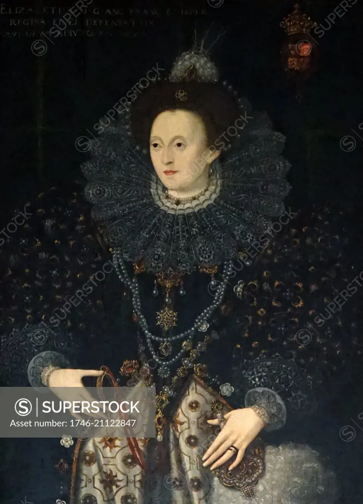 portrait of Queen Elizabeth I of England reigned 1558-1603. 16th Century, unknown artist. Charlecote House; Warwickshire, England