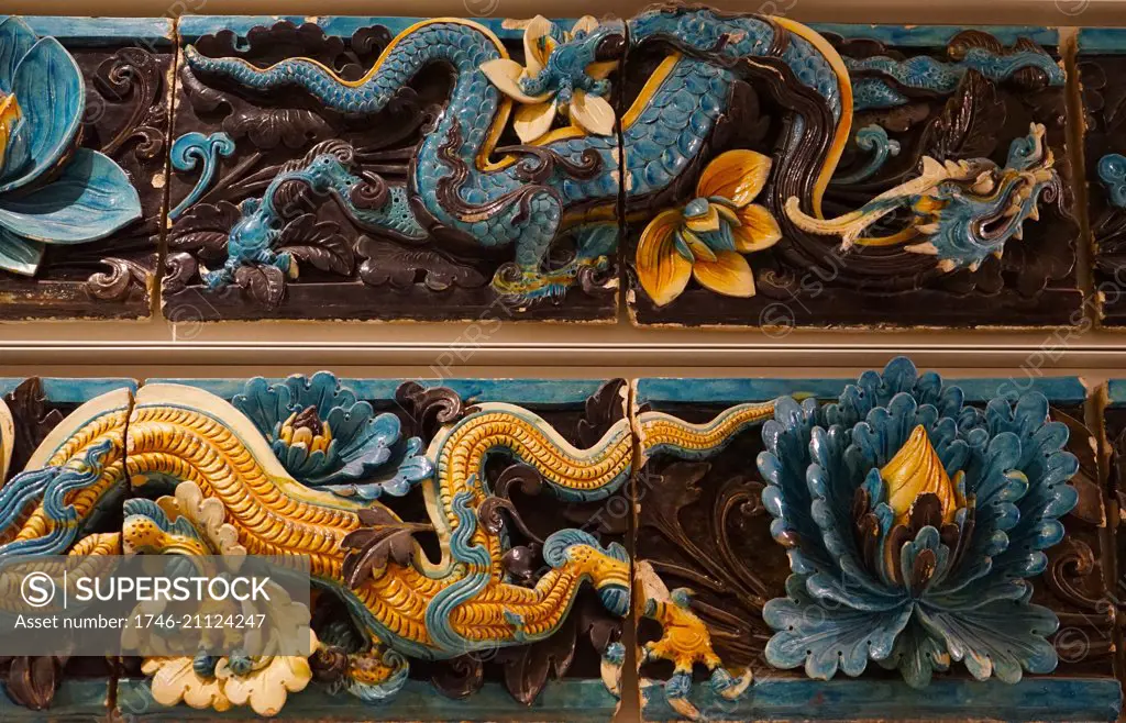 Lead-glazed stoneware dragon tiles, from the Shanxi Province, China. Dated 15th Century