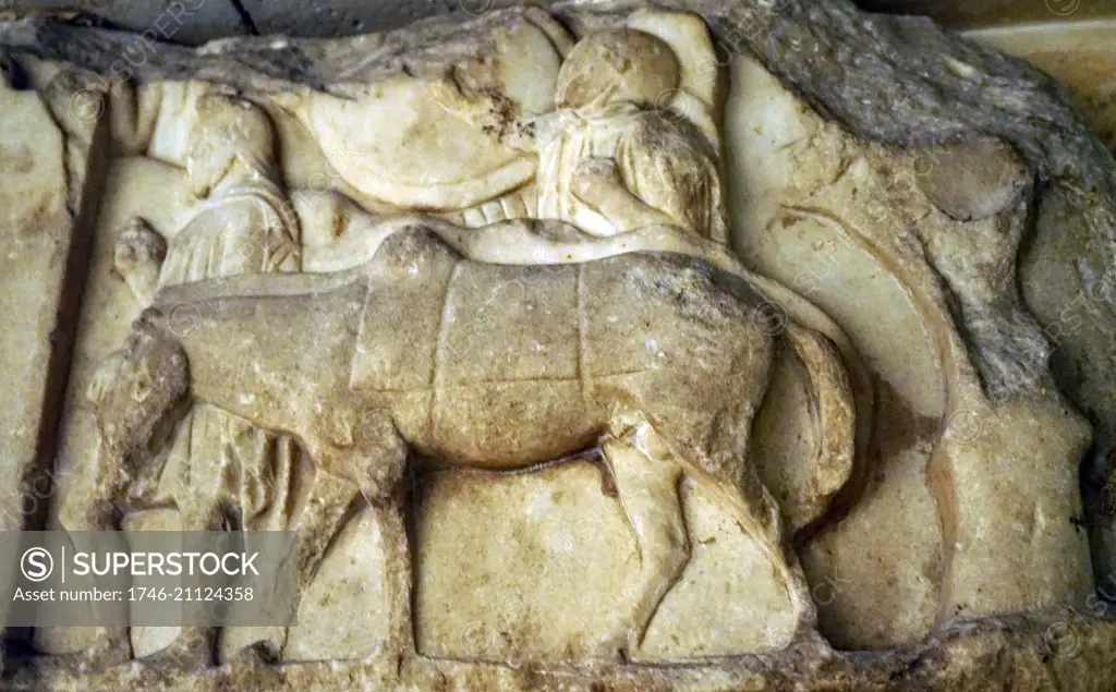 Detail from the Nereid Monument, a sculptured tomb from Xanthos in classical period Lycia. Dated 4th Century BC