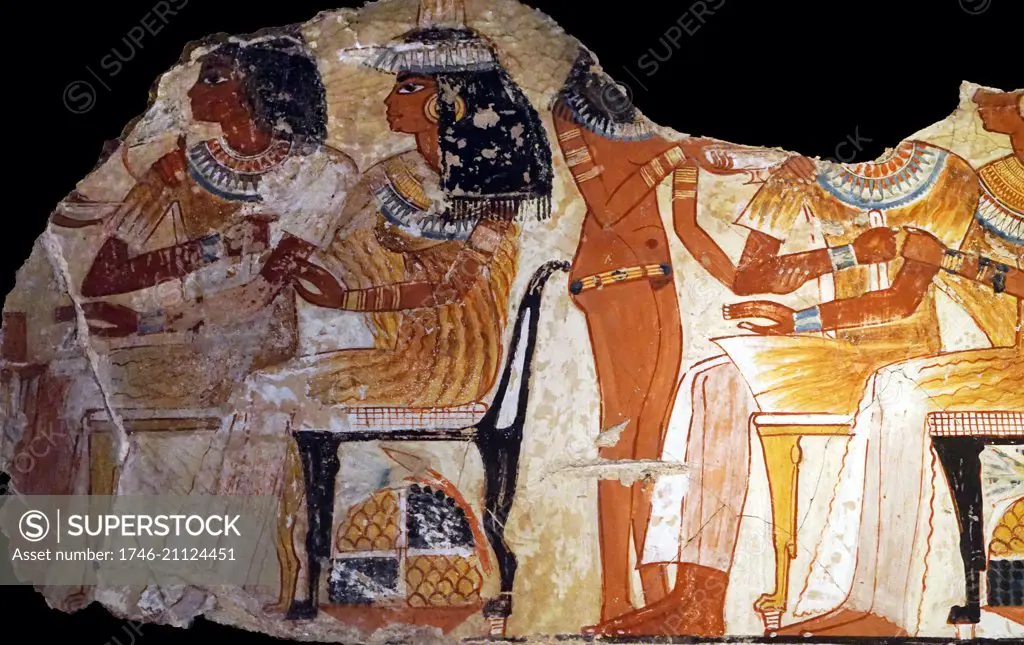 Scenes from the Tomb of Nebamun, a middle-ranking official scribe and grain accountant of the New Kingdom. Dated 1700 BC