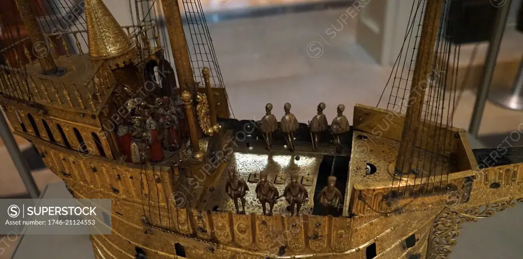 The Mechanical Galleon, an Automaton in the form of a ship made by Hans Schlottheim, a German watchmaker. Dated 16th Century