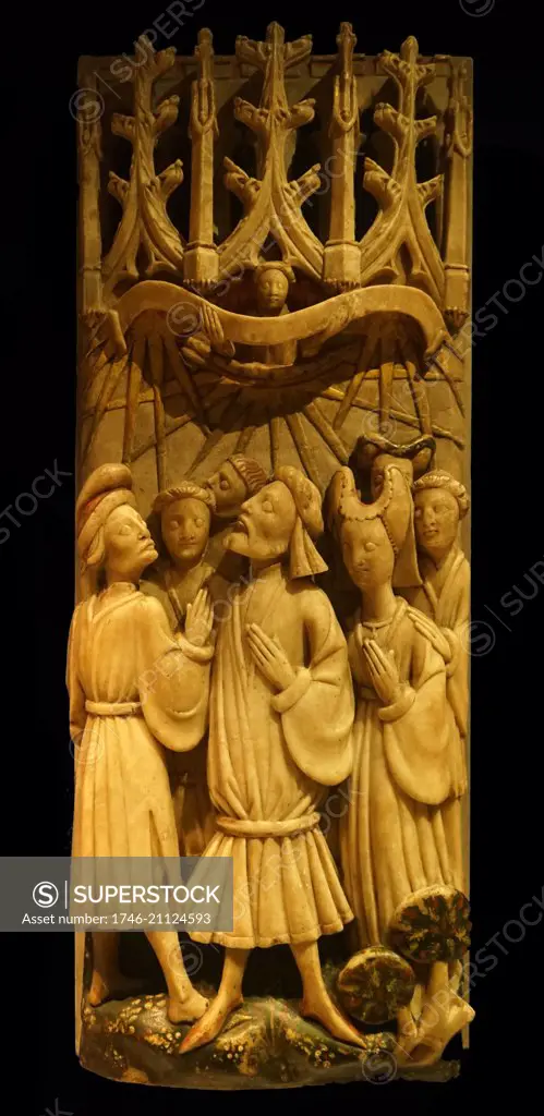 Alabaster panel scenes depicting from the Last Judgement. This panel depicts the tenth sign of the fifteen predicted by Saint Jerome. Dated 15th Century