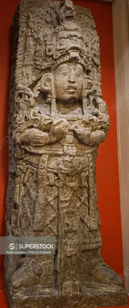 Cast of Stela H from The Great Plaza, Copan, Honduras. Dated 400 AD