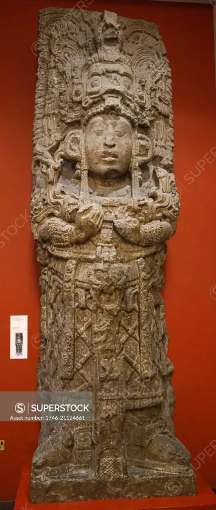 Cast of Stela H from The Great Plaza, Copan, Honduras. Dated 400 AD