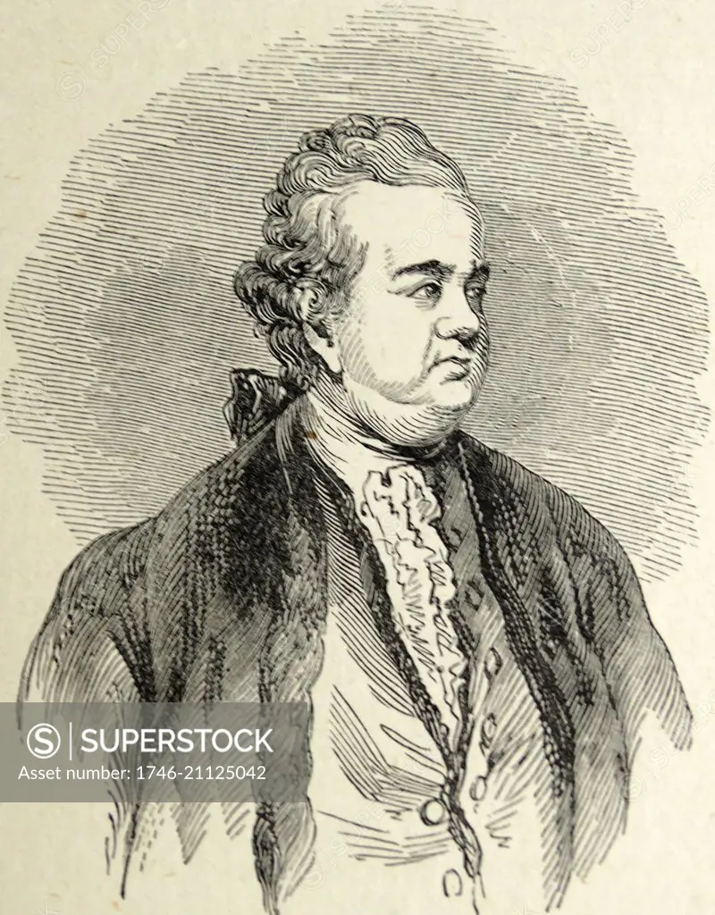 woodcut portrait of Edward Gibbon (1737-1794) an English historian and Member of Parliament. Dated 18th Century