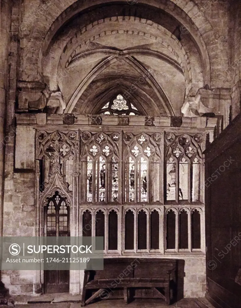 Photographic print showing the interior of Winchester Cathedral, a Church of England cathedral in Winchester.