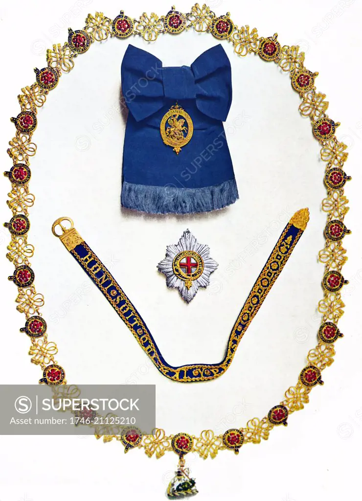 Order of the garter and other coronation ordersand regalia worn by King George VI at his Coronation ans British King in 1937