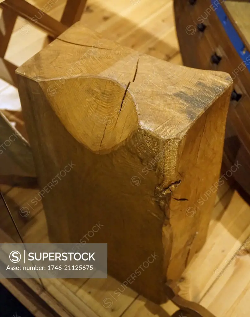 Wooden execution block for beheadings in Tudor England. Dated 16th Century