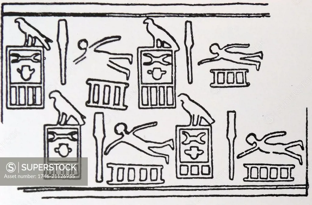 Hieroglyphs depicting elderly swimmers. Dated 3rd Century BC