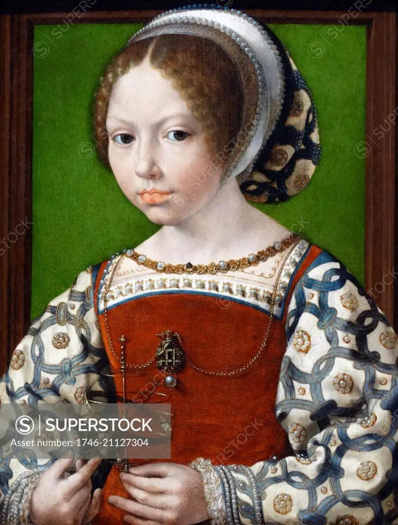 Painting titled 'A Young Princess' by Jan Gossaert (1478-1532) a French painter and member of the Guild of Saint Luke. Dated 16th Century