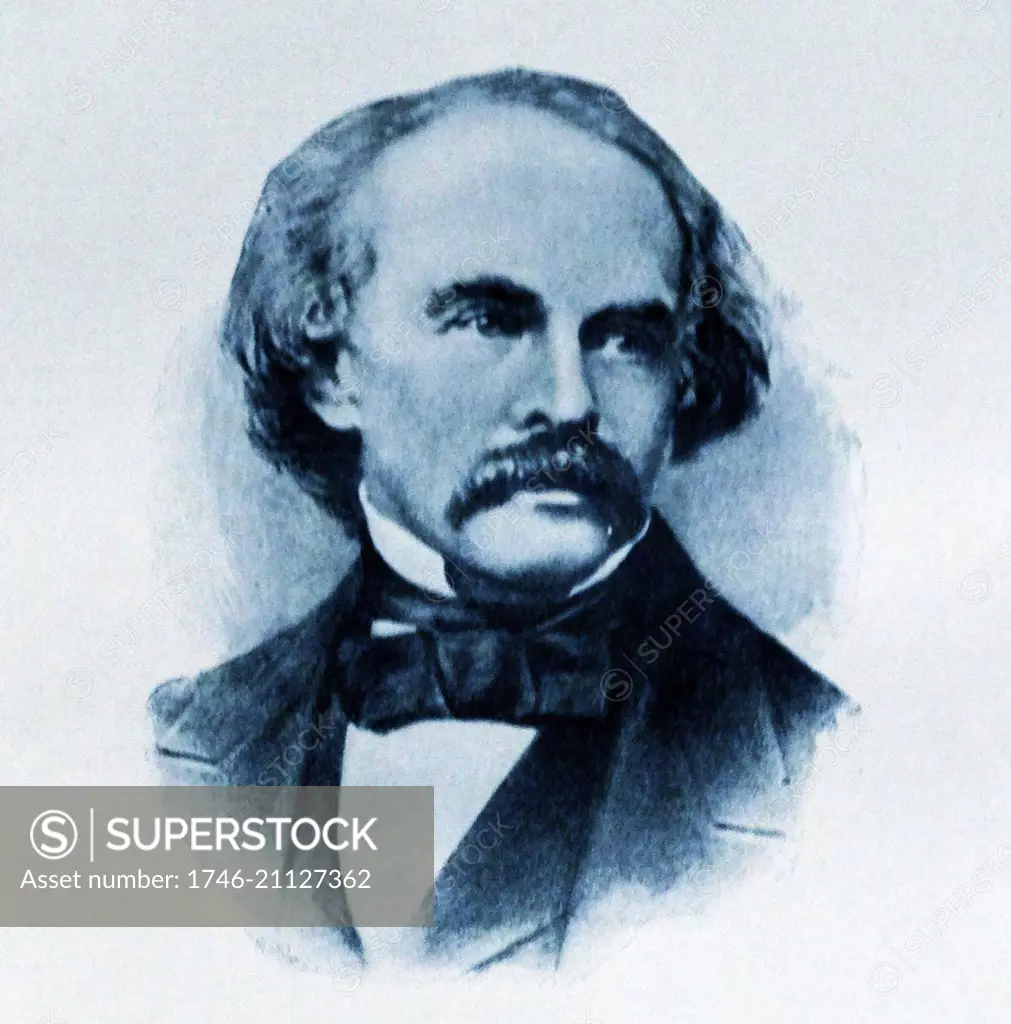 Portrait of Nathaniel Hawthorne (1804-1864) an American novelist, Dark Romantic, and short story writer. Dated 19th Century