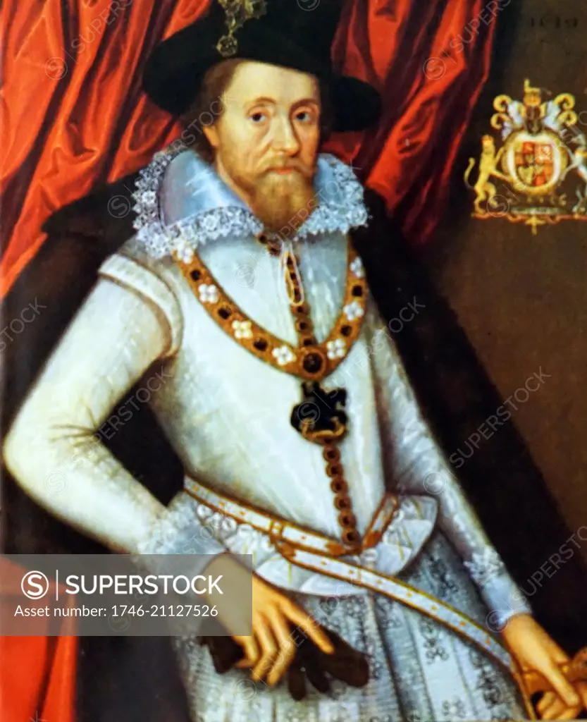 Portrait of James VI and I (1566-1625) King of Scotland, England, and Ireland. Dated 17th Century